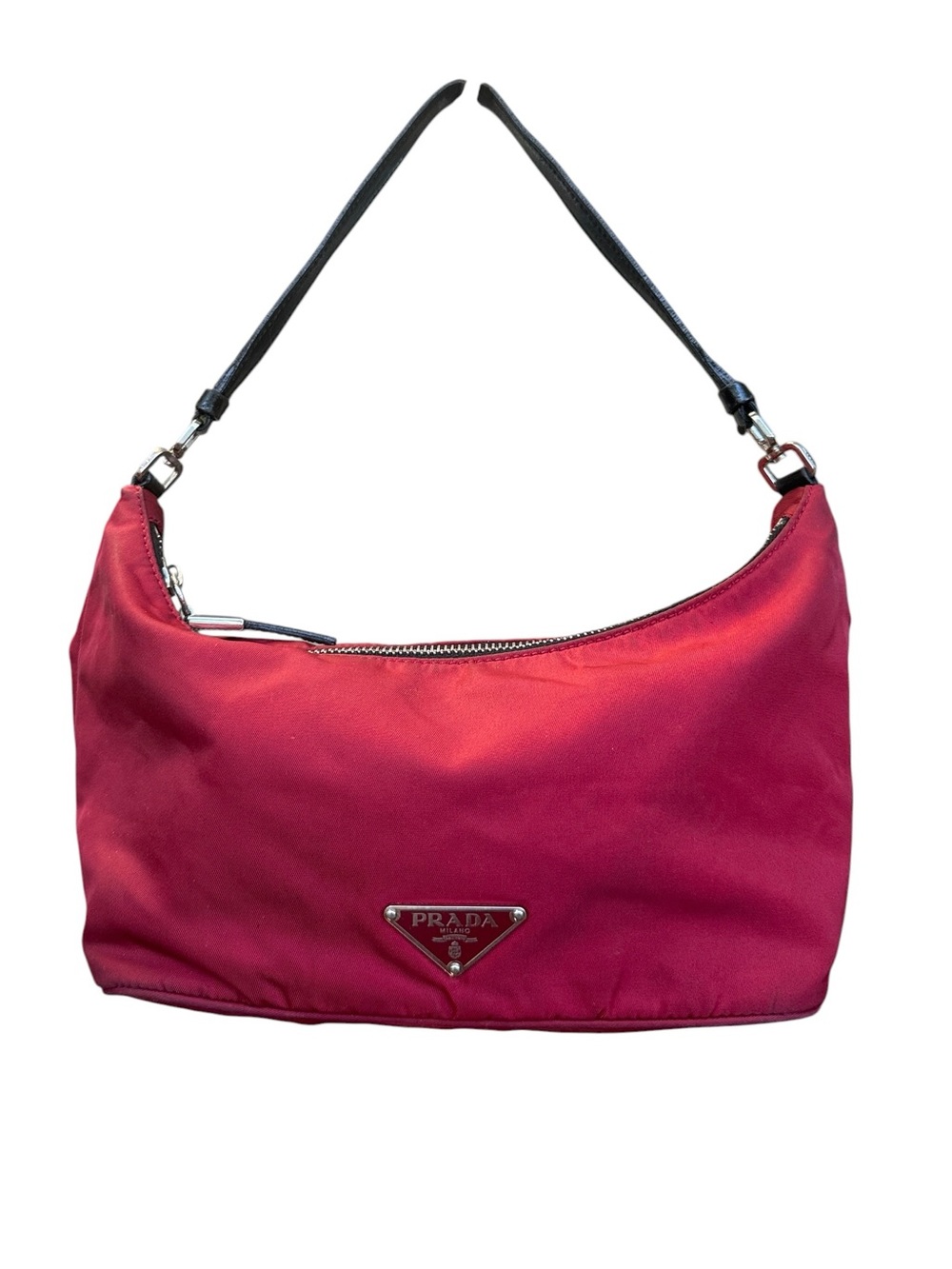 Vintage Prada Tessuto Nylon Sirio Triangle Logo Pochette Red